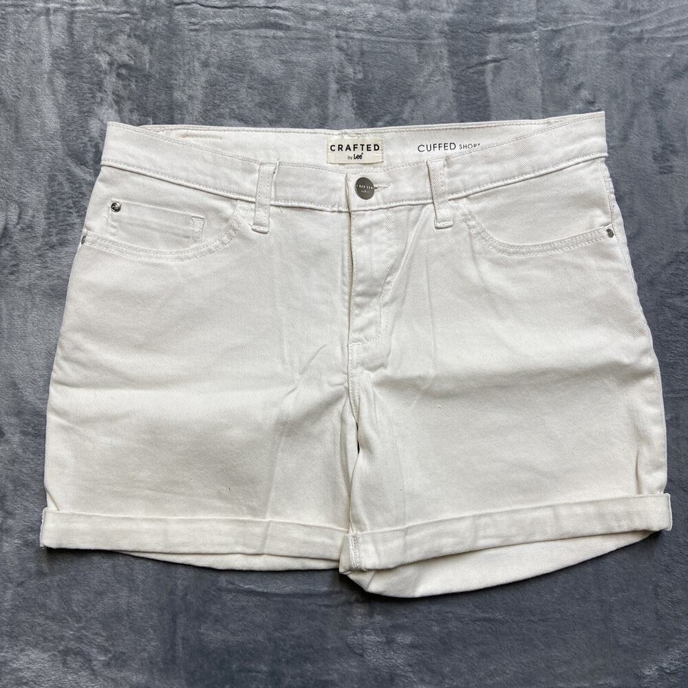 Crafted By Lee Cuffed Denim Shorts Women’s Size 32 White‎ Shorts